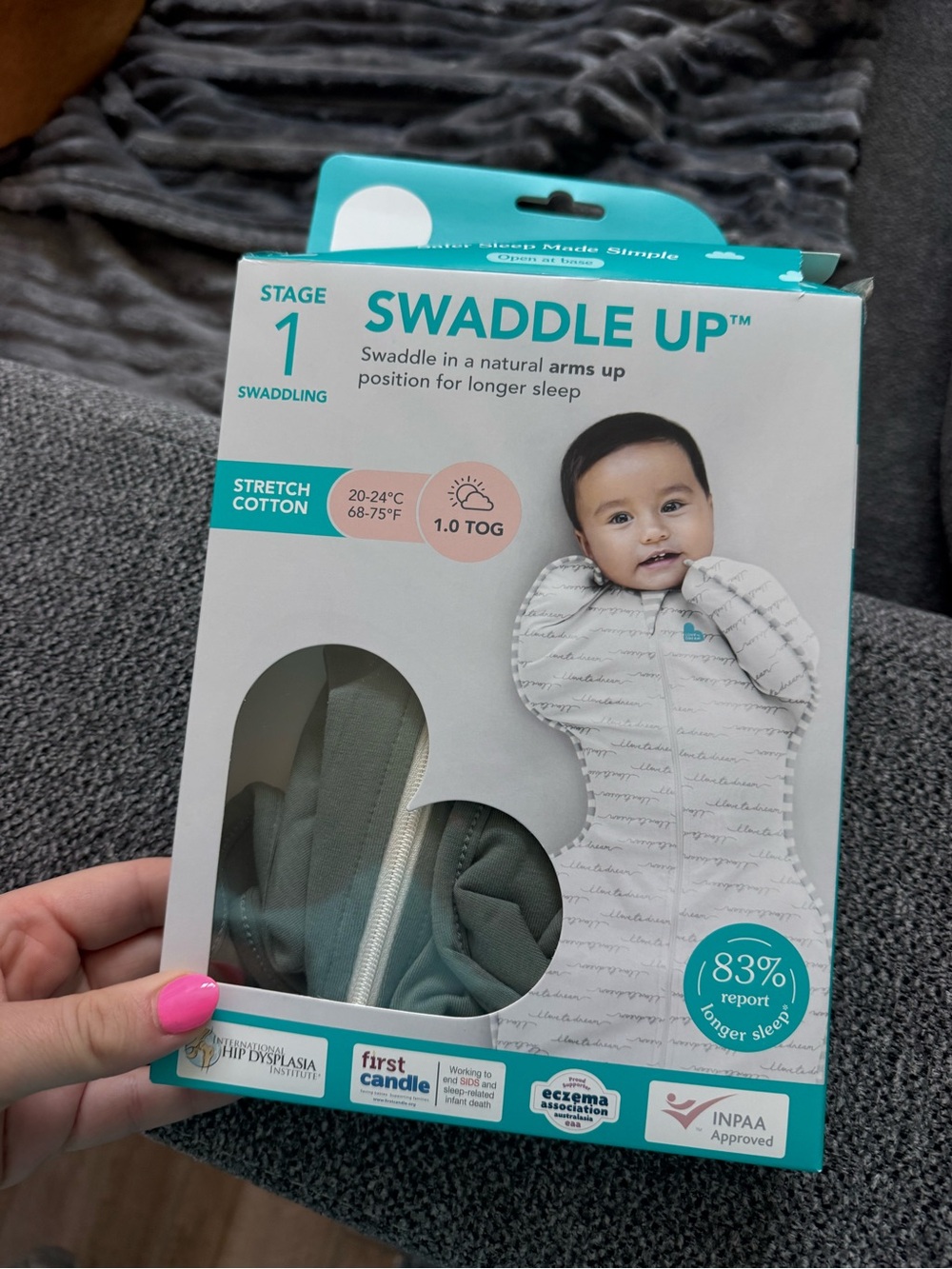 Love to Dream Swaddle Up Baby Sleep Sack - Sage Green & White